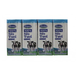 Sữa tươi tiệt trùng vinamilk 100% s.tươi/k.đường hộp 180ml