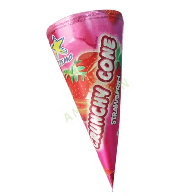 Kem thái hình tháp crunchy cone cây 80gr strawberry